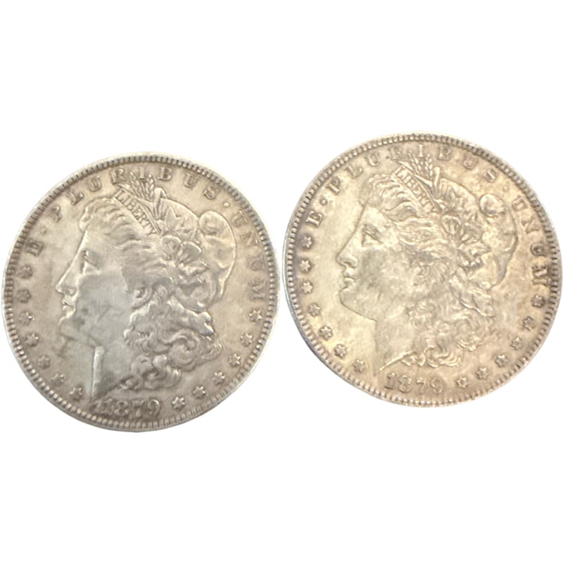 Two 1879 Morgan Silver Dollar Coins (1 of 2)