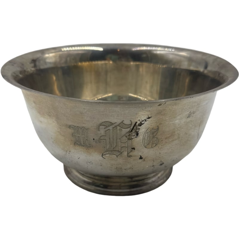 Sterling Silver Paul Revere Bowl Reproduction by WEB: Sterling Silver Paul Revere Bowl Reproduction by WEB 4.25”H x 8”L 344 grams **IN HOUSE SHIPPING WITHIN UNITED STATES