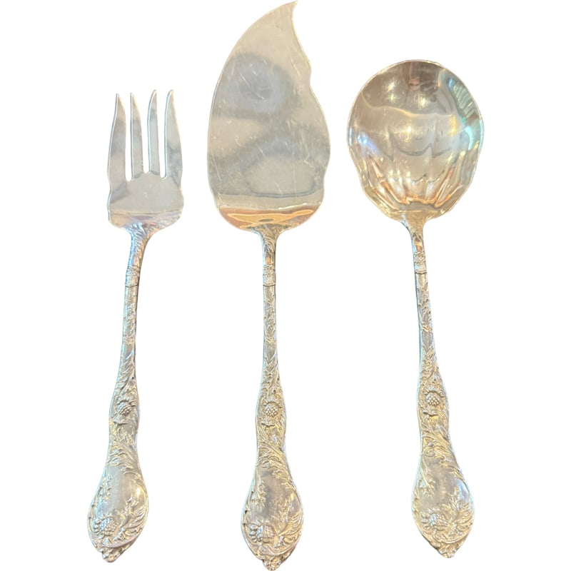 Art Nouveaux Sterling Silver Serving Utensils - Strawberry Patterned (1 of 4)