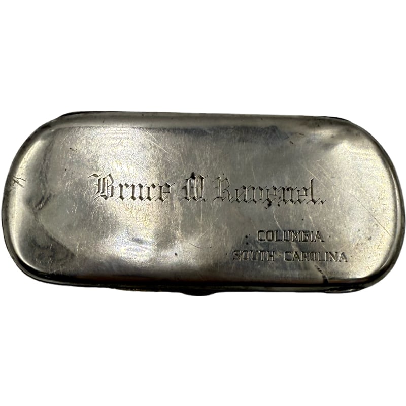 Sterling Silver Oval Eyeglass Case Engraved With Ravenel Coat Of Arms "Bruce W. Ravenel" Columbia SC (1 of 4)