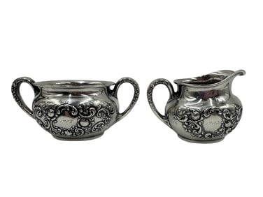 1903 Sterling Silver Gorham Cream and Sugar Set Ravenel Middleton Estate Charleson