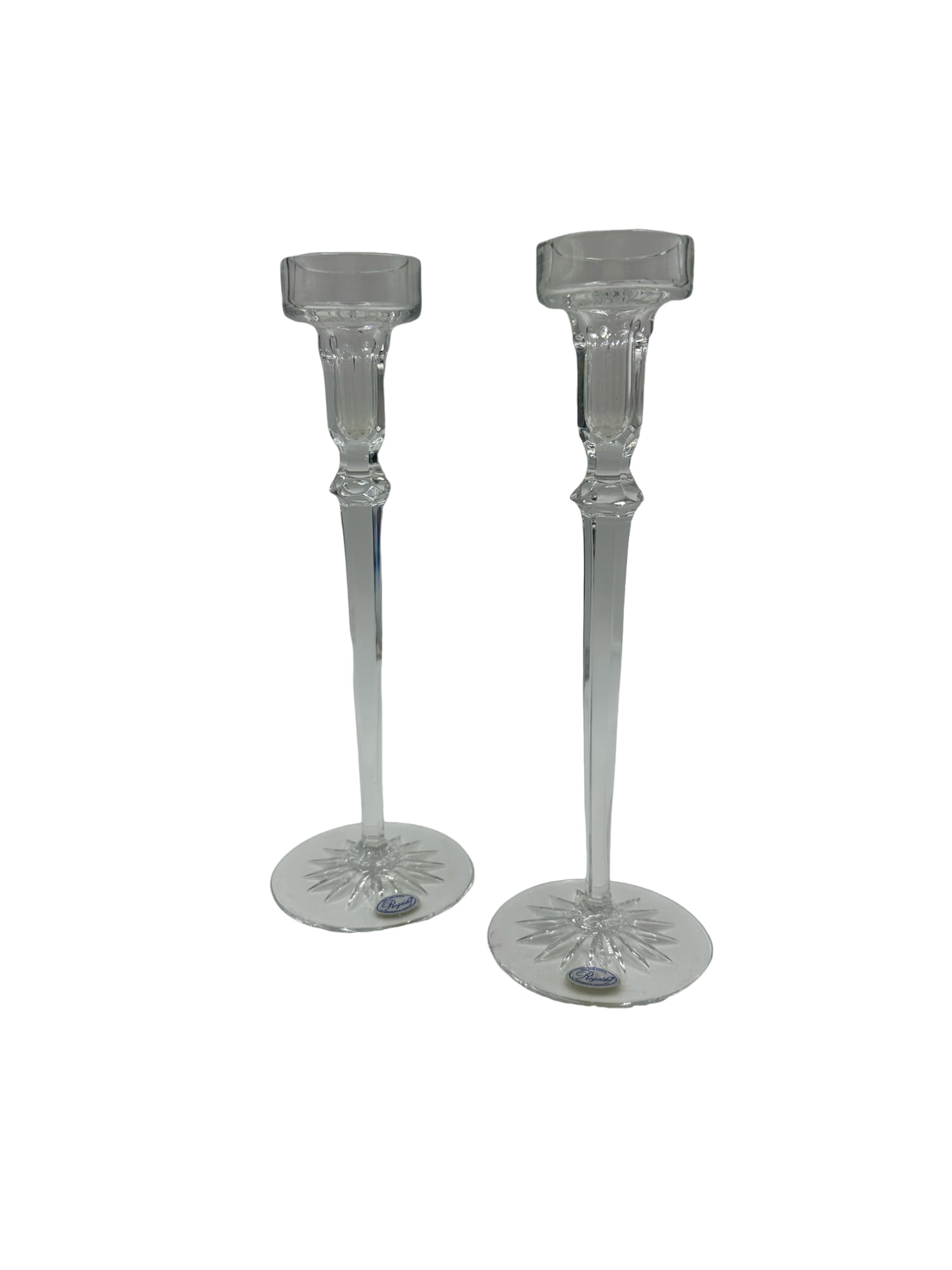 Middleton/Ravenel Estate 1980s Pair of Signed Rogaska Crystal “Richmond”: From The Estate of Charleston Middleton/Ravenel Estate Family 1980s Pair of Signed Rogaska Crystal “Richmond” Candlesticks These lovely candlesticks by Rogaska are simple and classic and would