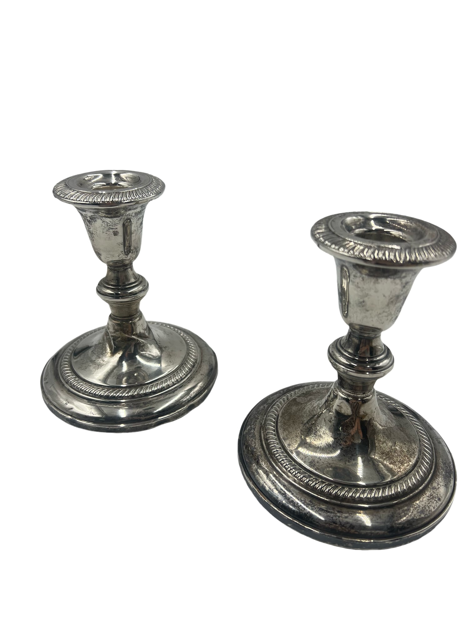 Middleton/Ravenel Estate-Weighted sterling silver candle sticks: Middleton/Ravenel Estate- Weighted sterling silver candle sticks weight 492 508 grams 5.25"