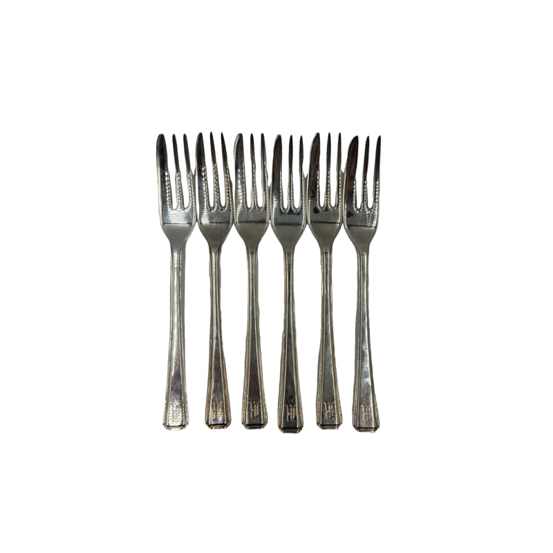 From The Charleston Middleton/Ravenel  EPNS Sheffield England Viners Desert Fork Set Monogrammed 'R' (1 of 4)