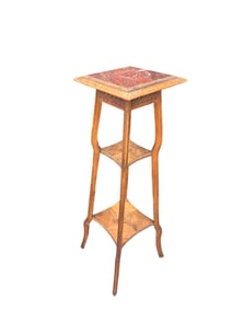 Art Nouveau Deco Ornate 3 TIER wooden MARBLE TOP PLANT STAND