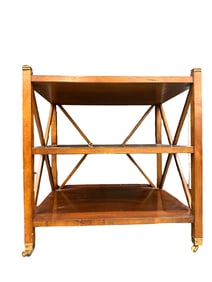 Three Tiered mahogany Ralph Lauren style table Neoclassical Side Table with Brass Accents