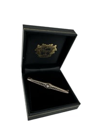 Art Deco 14K White Yellow Gold Diamond Filigree Bar Pin Brooch