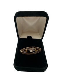 Vintage 10k Gold Lattice Design Brooch