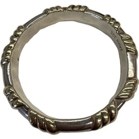 Sterling Silver Brian Bergner Silver and Gold Plate Crosshatch Bangle