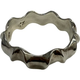 VINTAGE BRIAN BERGNER SCULPTURAL STERLING SILVER BANGLE BRACELET