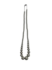 Graduated Silver Beaded Necklace Marked Sterling Silver