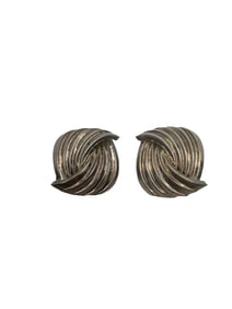 Vintage CHRISTIAN DIOR Swirl Silver Tone Clip-On Earrings, Rare