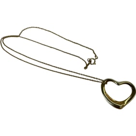 18K Gold Tiffany and Co Elsa Peretti Heart Pendant Necklace