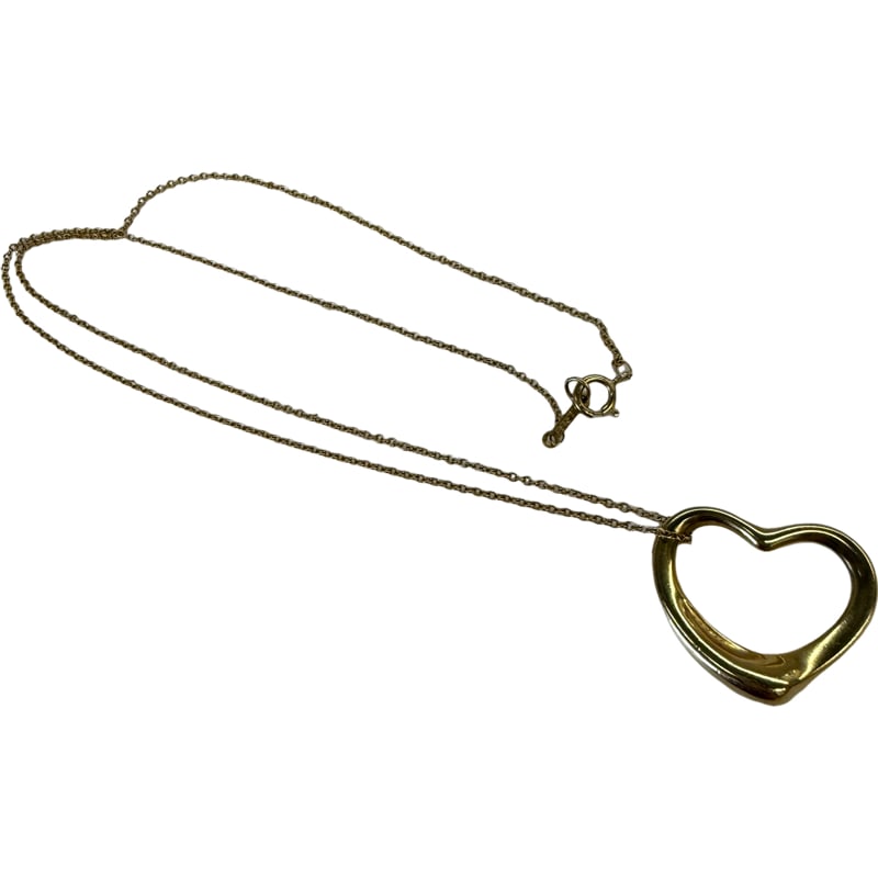 18K Gold Tiffany and Co Elsa Peretti Heart Pendant Necklace (1 of 6)