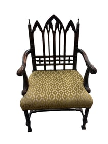 Antique Gothic Revival Carved Armchair