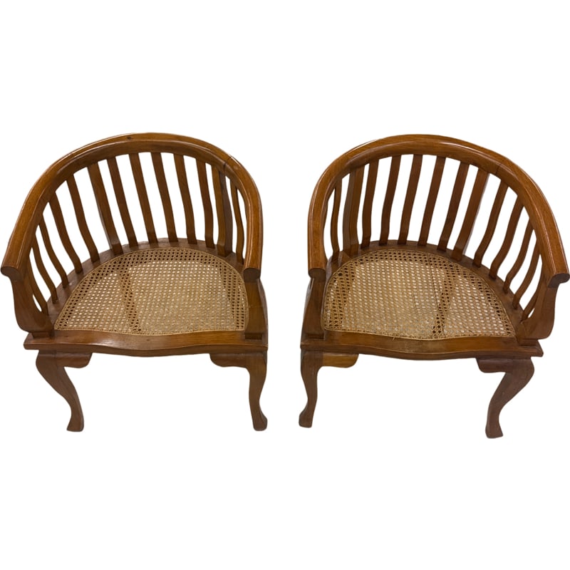 Pair of Barrel Back Cane Chairs by Bauer International Co (1 of 8)
