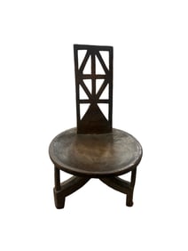 Antique Ethiopian Hand Carved Three Legged Jimma Chair