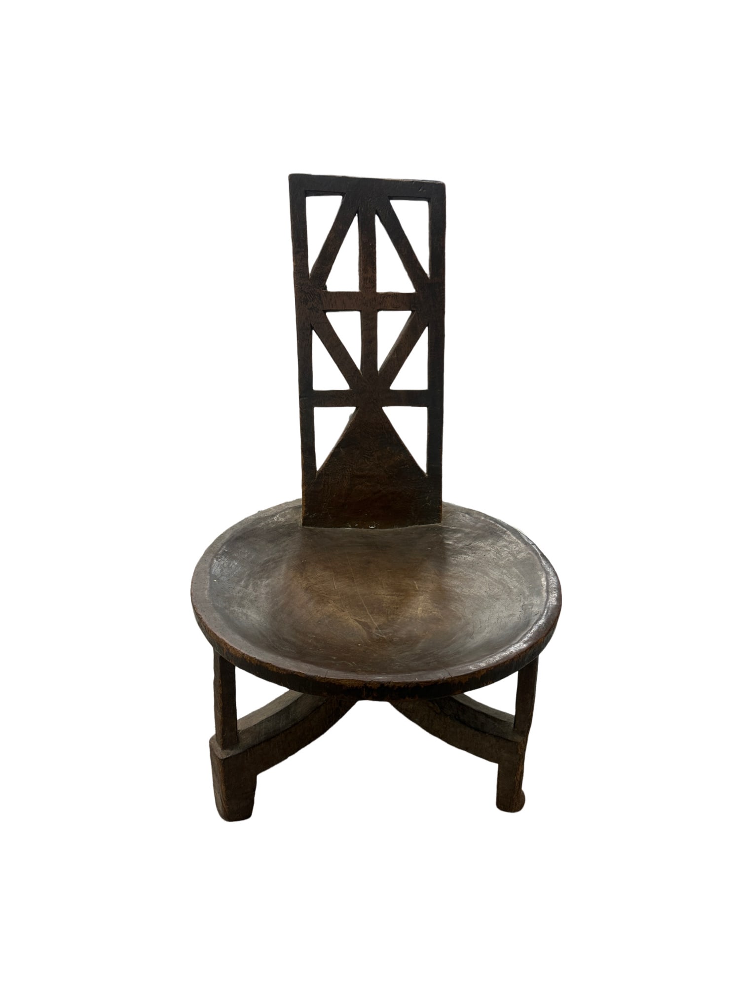 Antique Ethiopian Hand Carved Three Legged Jimma Chair (1 of 5)