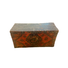 18th Century Antique Tibetan/Chinese? Hand Painted Chest/Trunk