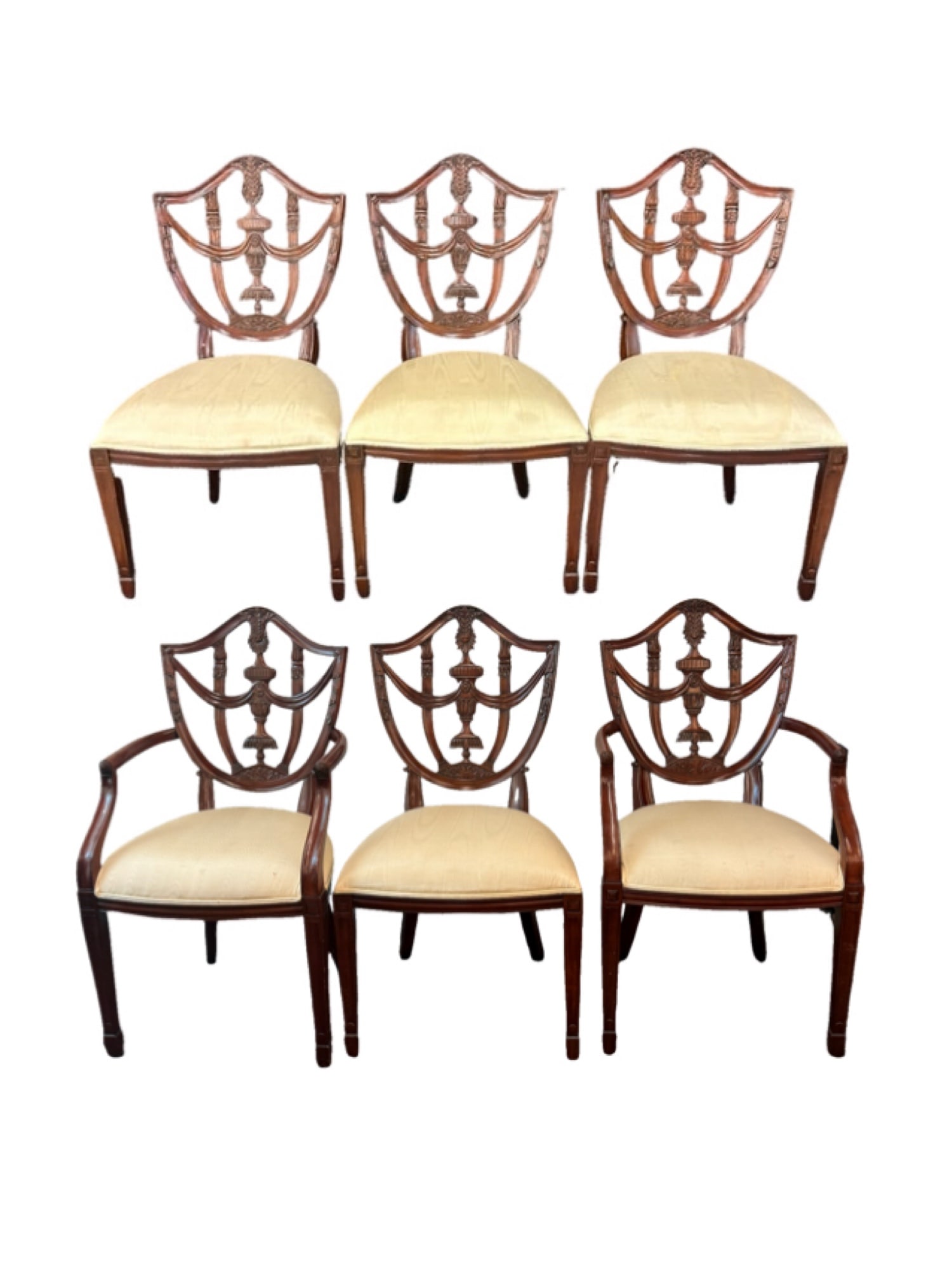 Set of 6 Hepplewhite Style Carved Dining Chairs (1 of 5)