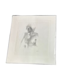 Framed and Signed Pencil Drawing of a Woman by Larry Francis Lebby