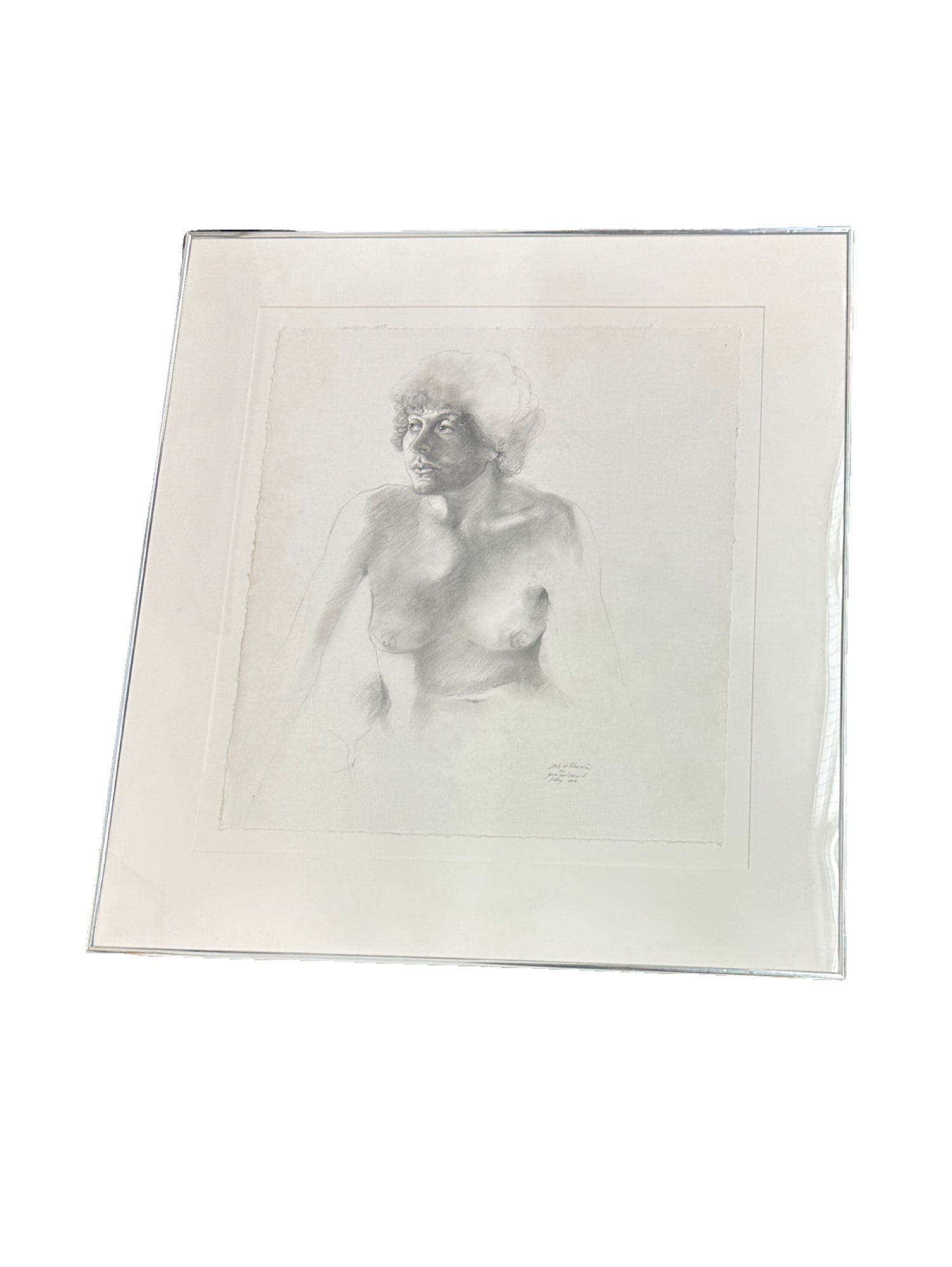 Framed and Signed Pencil Drawing of a Woman by Larry Francis Lebby (1 of 5)