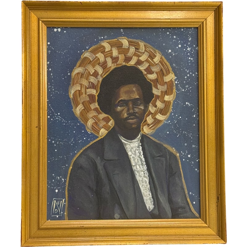 Local Artist Natalie Daise Acrylic On Canvas “Saint Robert Smalls”: Local Artist Natalie Daise Acrylic On Canvas “Saint Robert Smalls” From the Living Charleston Estate of Betsy Havens ‘My Sweetgrass Saints are ancestors who lived and worked in the Lowcountr