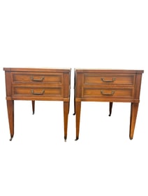 Pair of Brandt Wooden Side Tables on Casters