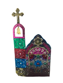 Mission Wall Candle Sconce - Painted Tin Folk Art