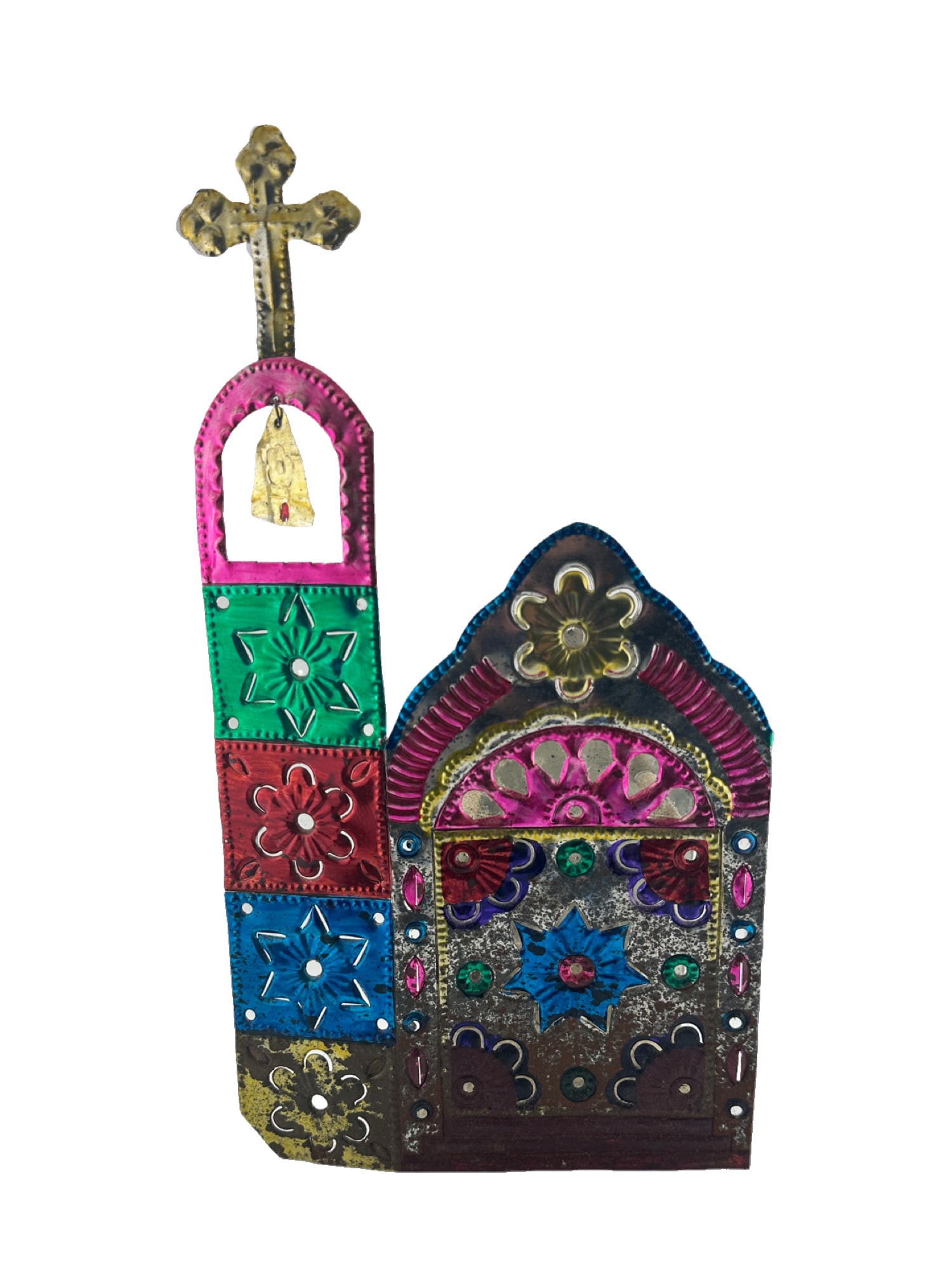 Mission Wall Candle Sconce - Painted Tin Folk Art (1 of 5)