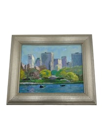 Framed New York Scene Oil Painting by Alexandre Sazonov