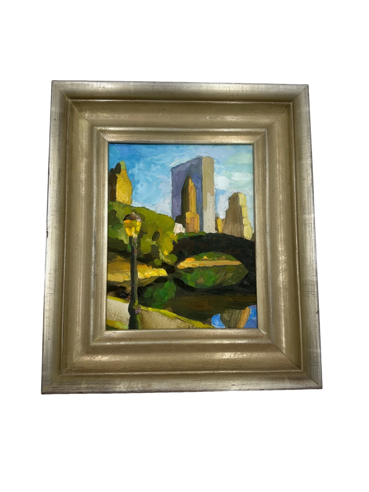 Framed New York Scene Oil Painting by Alexandre Sazonov (1 of 3)