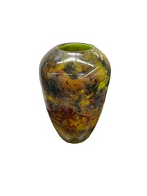 signed hand blown glass vase