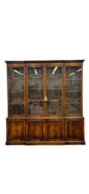 Breakfront Bookcase Georgian Style Mahogany, 4 Glazed Doors