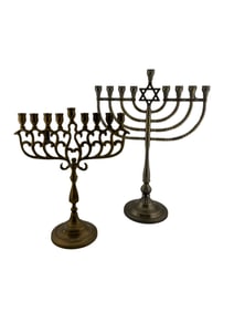 Set of Two Beautiful Metal Menorahs