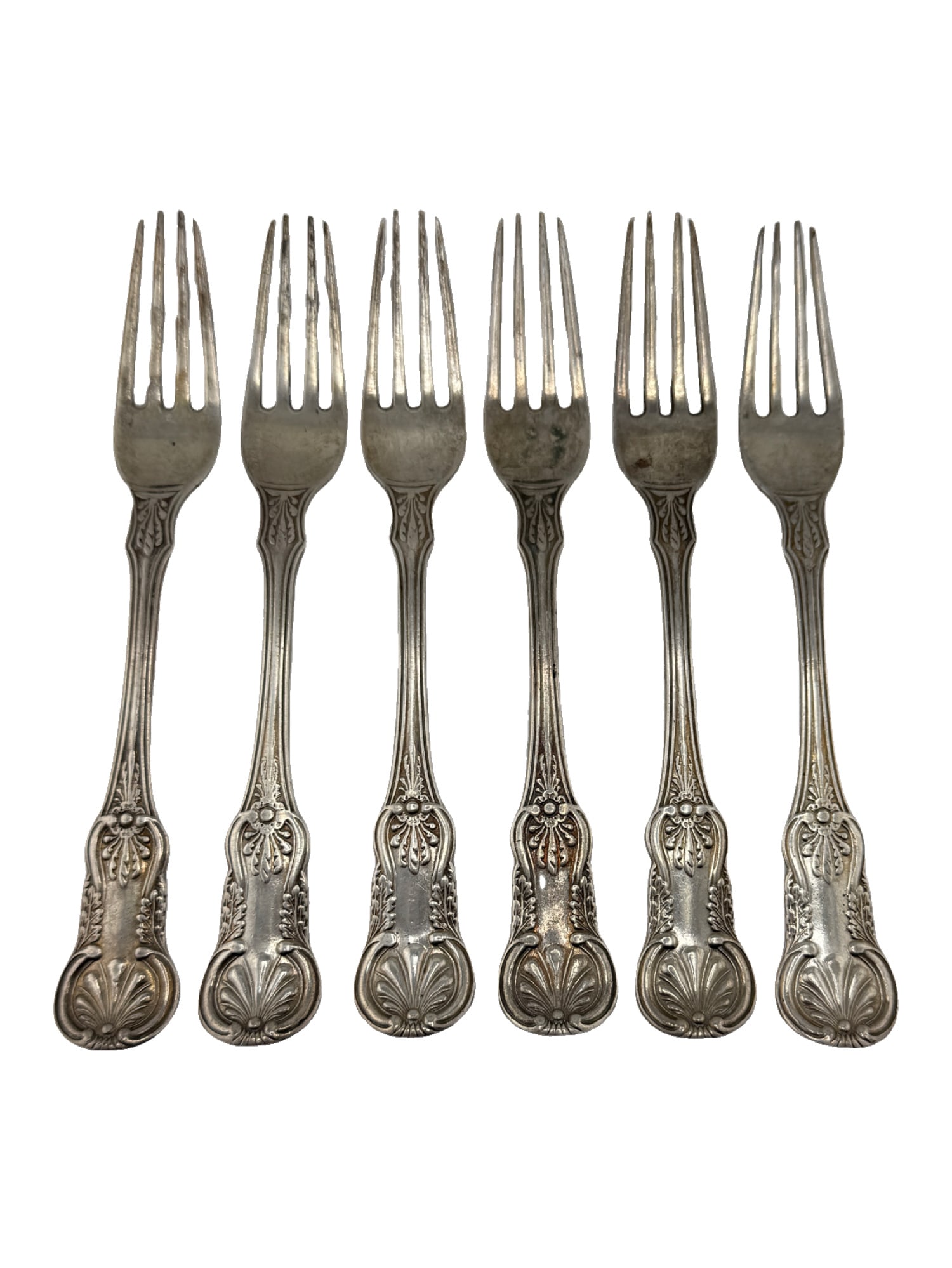 Middleton/Ravenel Estate - Frederick Marquand Coin Silver Forks Set of 6 in the "Kings" Pattern (1 of 5)
