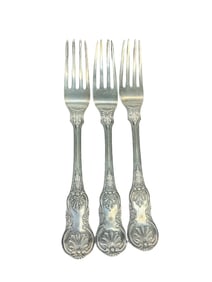 Middleton/Ravenel Estate - William F. Ladd Coin Silver Set of 3 Forks in the "Kings" Pattern