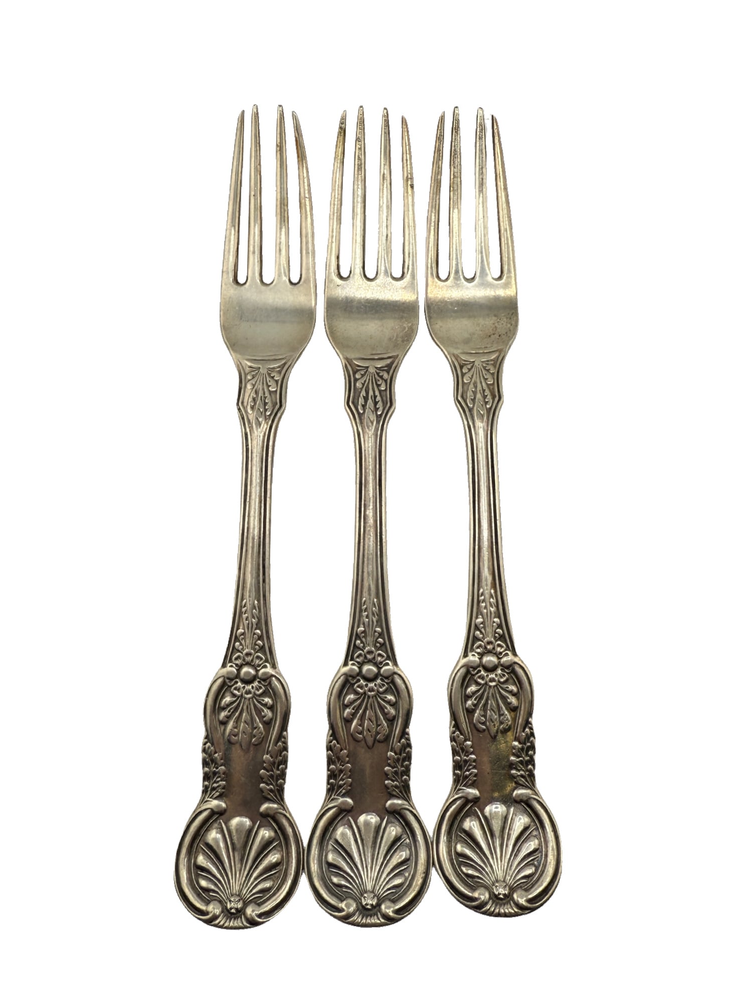 Middleton/Ravenel Estate - Fredrick Marquand Coin Silver Set of 3 Engraved Forks "Kings" Pattern (1 of 4)