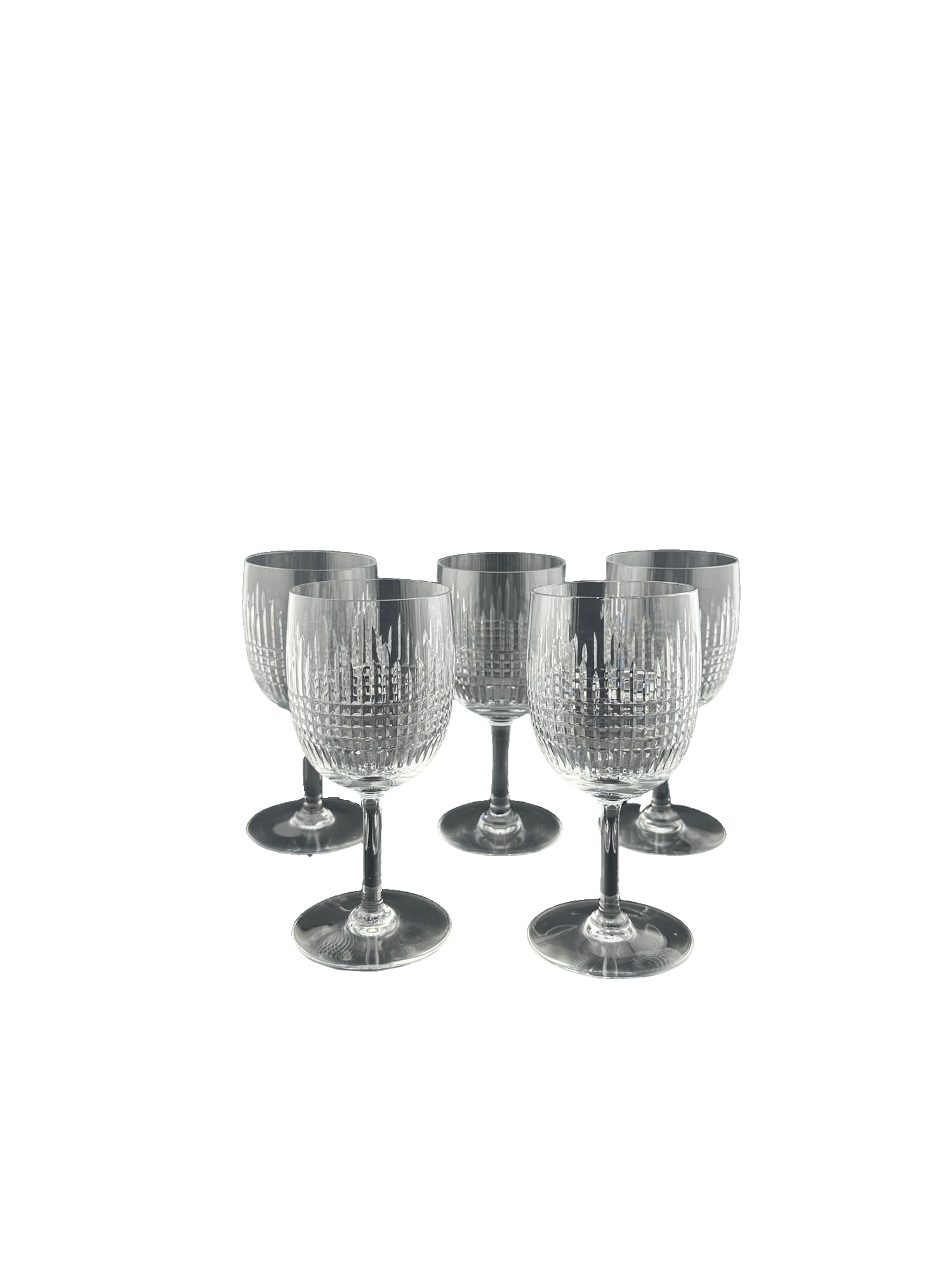 5 BACCARAT CRYSTAL NANCY CLARET WINE/WATER GLASS: 5 BACCARAT CRYSTAL NANCY CLARET WINE GLASS 6.5"H From the Charleston Living Estate of Betsy Havens **OUT OF HOUSE SHIPPING on this lot, we recommend Pak Mail 843-849-0310 info@charlestonshipping.com o