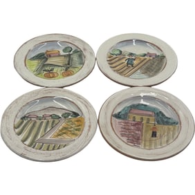 Set of Four Vietri Italy 'Tuscany' Plates
