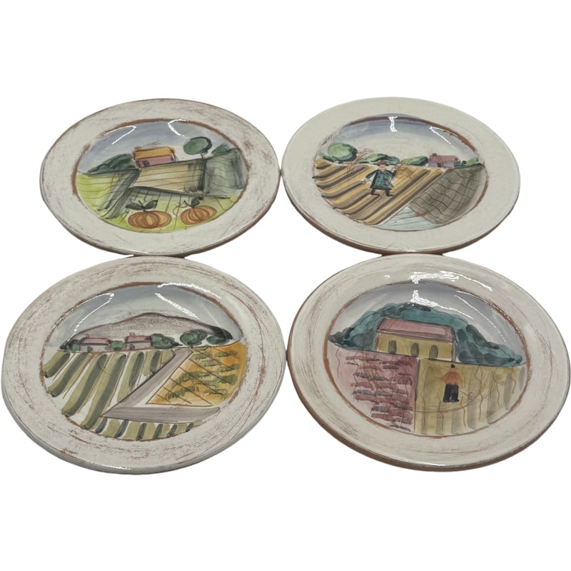 Set of Four Vietri Italy 'Tuscany' Plates: Set of Four Vietri Italy 'Tuscany' Plates From the Charleston Living Estate of Betsy Havens 8.5" **IN HOUSE SHIPPING WITHIN UNITED STATES