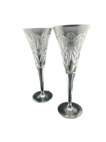 WATERFORD MILLENNIUM HAPPINESS CHAMPAGNE TOASTING FLUTES, Cut Lead Crystal, 2PCS