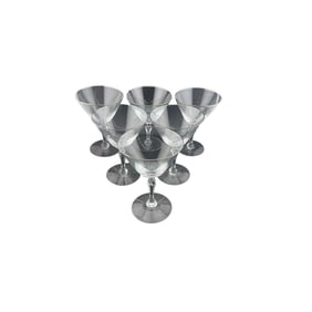 Set of 6 Vintage Fostoria Martini Tall Sherbert Glass Chrome Trim 1960-1982