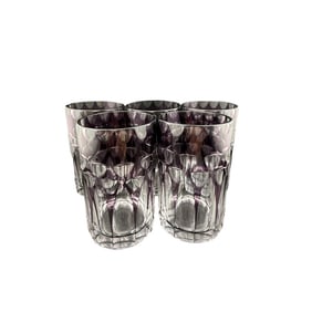 Vintage Set of Five Cut Crystal Purple Glasses