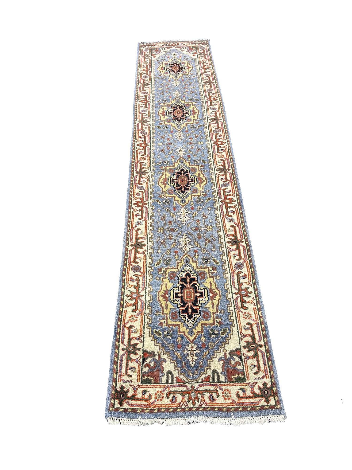 Serapi Blue Rug: Serapi Blue Rug 12'2"x2'7" **OUT OF HOUSE SHIPPING on this lot, we recommend Pak Mail 843-849-0310 info@charlestonshipping.com or PostNet 843-849-0515 sc114.pack_ship@postnet.com Please contact one of