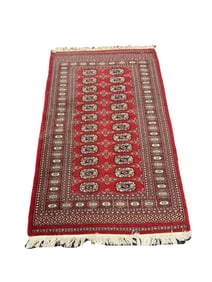 Red Geometric Bokhara Accent Rug