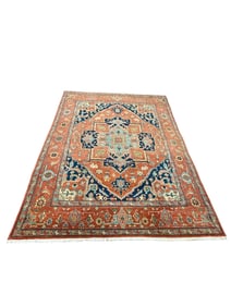 Rust, Ivory, and Blue Large Oriental Persian Area Rug