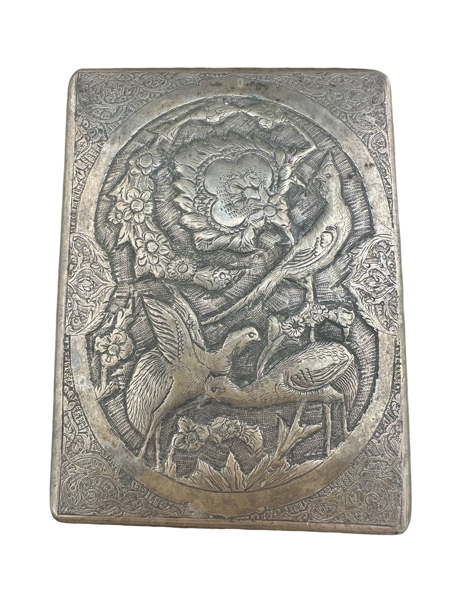 ANTIQUE BEAUTIFULLY ETCHED 800 SILVER CIGARETTE CASE,PERSIAN MARKING INSIDE (1 of 6)