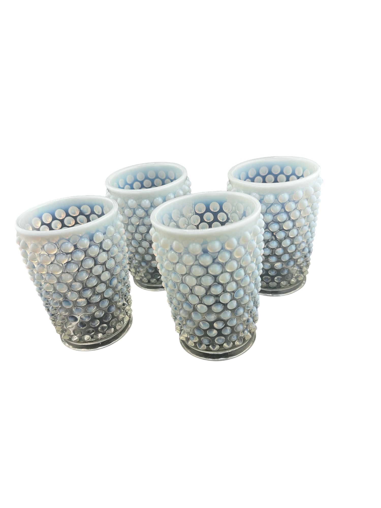 1940s MOONSTONE White Opalescent Hobnail Glass Anchor Hocking Water cup (1 of 4)
