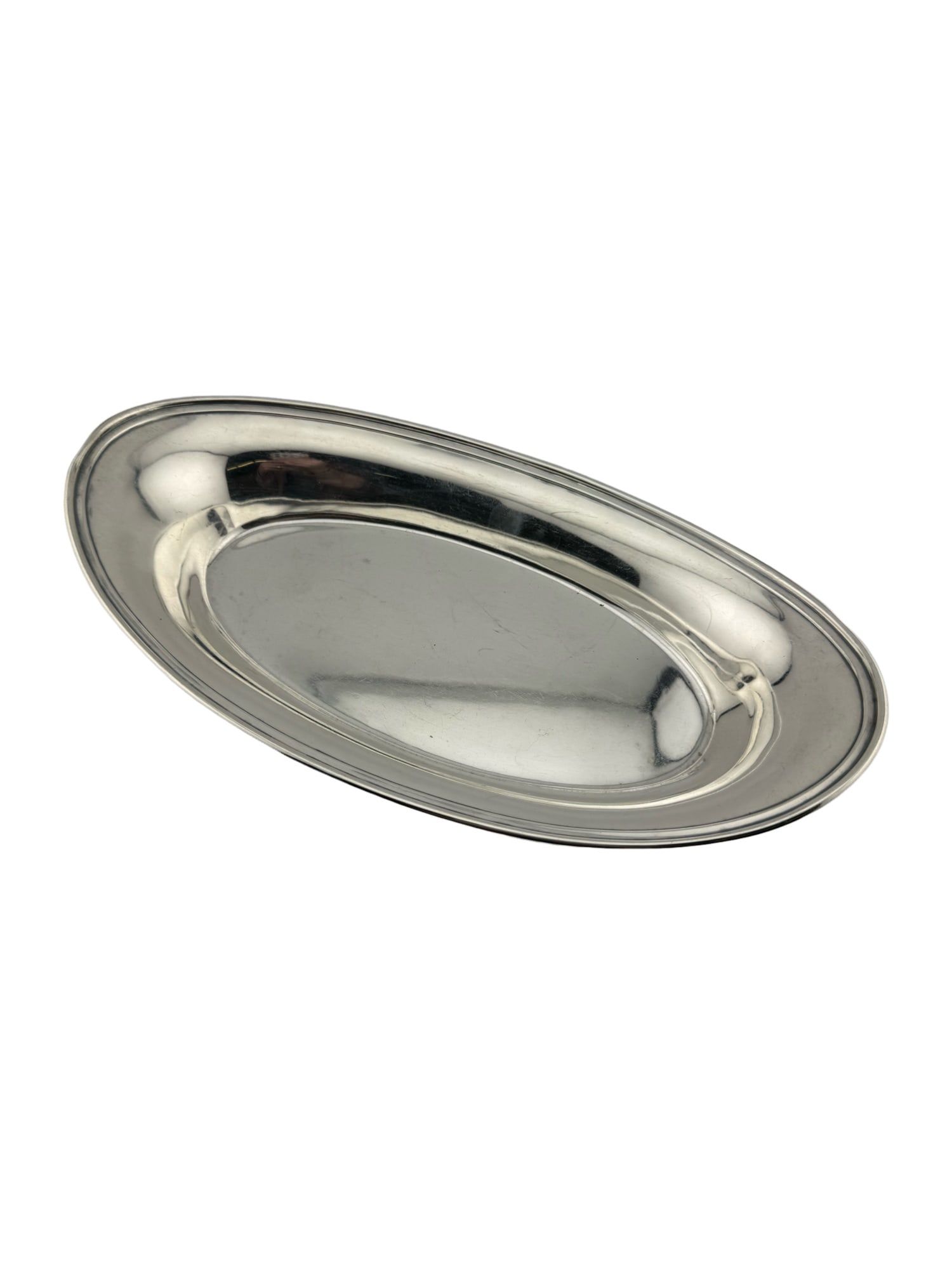 Sterling Silver Oval Tray: Sterling Silver Oval Tray 243 grams 11.5 x 6.25 x 1.5"H From the Charleston estate of Peter and Patti McGee In house shipping within the US.
